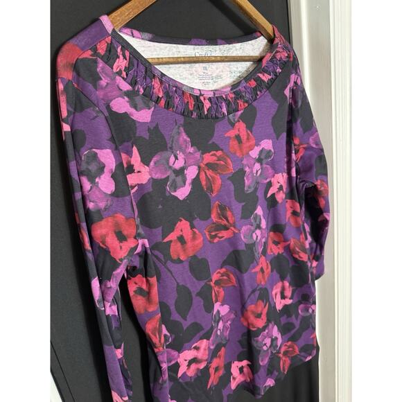 Croft & Barrow T Shirt Womens XL Bright contrasting florals whimsigoth fairy - Picture 3 of 6